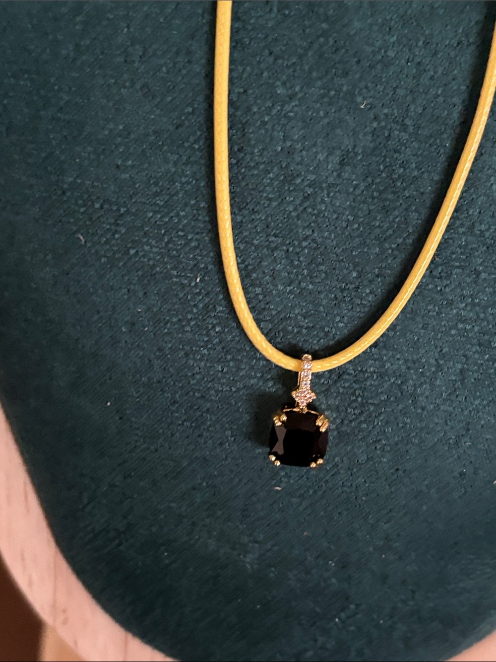 Gold Pendant Necklace with Black Stone